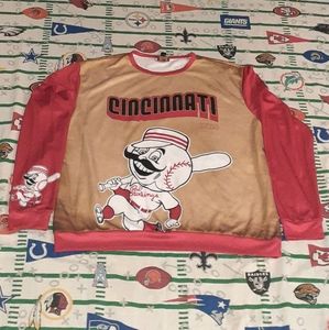 Cincinnati Reds Cooperstown Polyester Sweatshirt Long Sleeve Shirt Vintage
